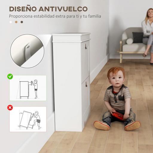 Zapatero Estrecho con 2 Puertas Abatibles y Estantes Ajustables para 10 Pares de Zapatos para Recibidor 54x24x82,5 cm [5]