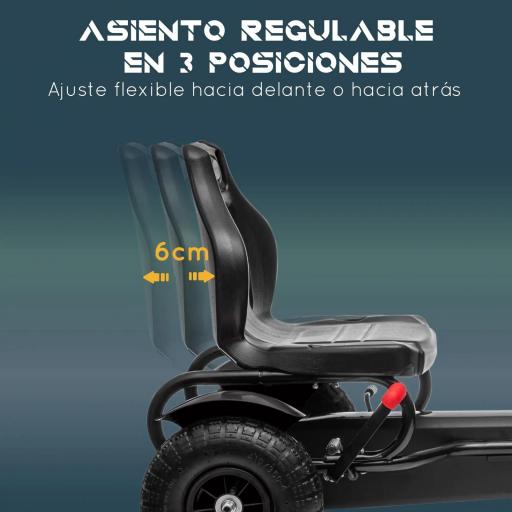 Go Kart a Pedales para Niños con Asiento Ajustable Neumáticos de Goma Freno de Mano Carga 50 kg 121x58x61 cm Negro [4]