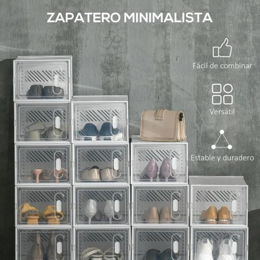 Organizador de Zapatos Modular Estantería Modulable con 18 Cubos Puertas Magnéticas 25x35x19 cm Transparente [3]
