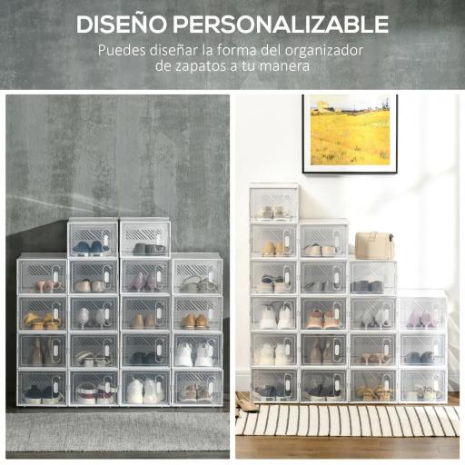Organizador de Zapatos Modular Estantería Modulable con 18 Cubos Puertas Magnéticas 25x35x19 cm Transparente [4]