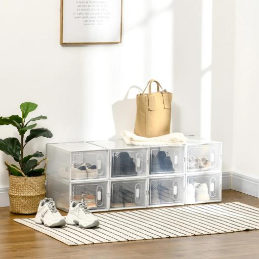 Organizador de Zapatos Modular Estantería Modulable con 8 Cubos Puertas Magnéticas 25x35x19 cm Transparente