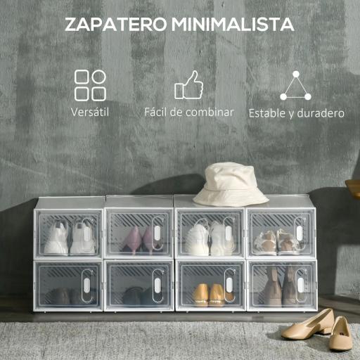 Organizador de Zapatos Modular Estantería Modulable con 8 Cubos Puertas Magnéticas 25x35x19 cm Transparente [2]