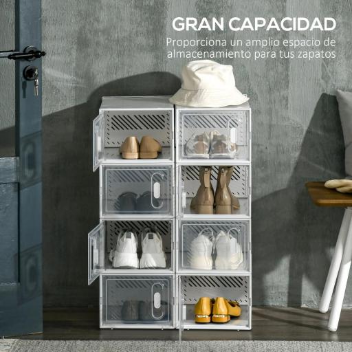 Organizador de Zapatos Modular Estantería Modulable con 8 Cubos Puertas Magnéticas 25x35x19 cm Transparente [5]