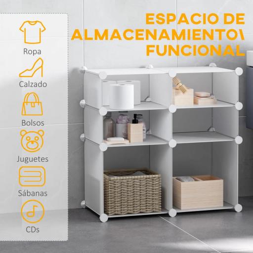 Armario Modular Plástico Estantería 6 Cubos Ropero Zapatero Aparador Combinado Pegatinas Adhesivas Decorativas Ropero Zapatero Combinado Mueble Organizador Ropa Zapatos Accesorios Juguetes [4]