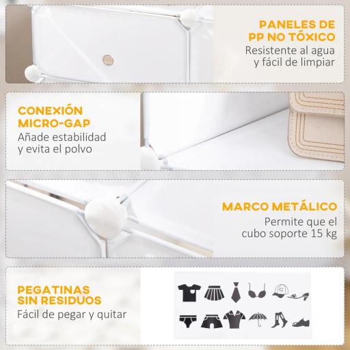 Armario Modular Plástico Estantería 6 Cubos Ropero Zapatero Aparador Combinado Pegatinas Adhesivas Decorativas Ropero Zapatero Combinado Mueble Organizador Ropa Zapatos Accesorios Juguetes [3]