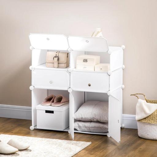 Armario Modular Plástico Estantería 6 Cubos Ropero Zapatero Aparador Combinado Pegatinas Adhesivas Decorativas Ropero Zapatero Combinado Mueble Organizador Ropa Zapatos Accesorios Juguetes [5]