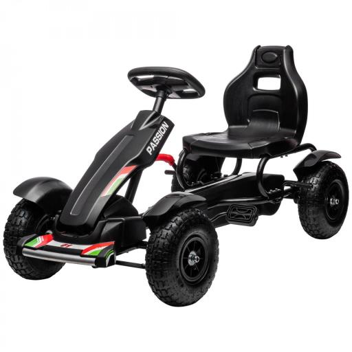 Go Kart a Pedales para Niños con Asiento Ajustable Neumáticos de Goma Freno de Mano Carga 50 kg 121x58x61 cm Negro [9]