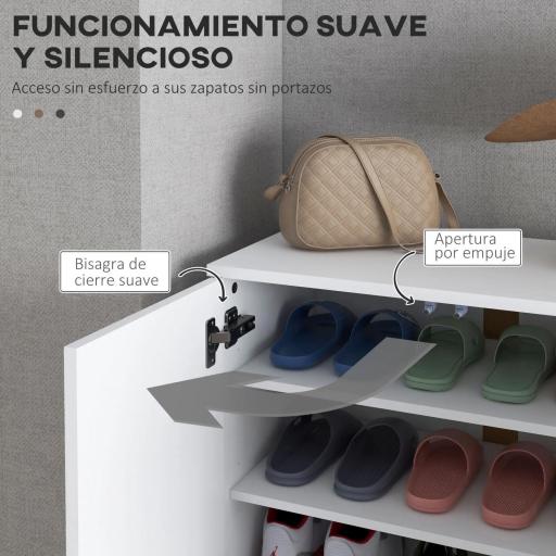 Mueble Zapatero con Espejo para 18 Pares de Zapatos con 5 Estantes Ajustables para Recibidor 60x32x95 cm Blanco [3]