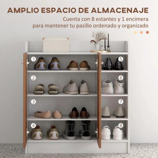 Armario Zapatero Moderno con 2 Puertas Estantes Ajustables para 12 Pares de Zapatos para Pasillo 83x30x90 cm Natural [2]