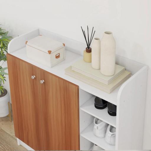 Armario Zapatero Moderno con 2 Puertas Estantes Ajustables para 12 Pares de Zapatos para Pasillo 83x30x90 cm Natural [7]