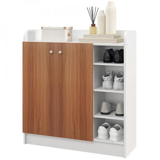 Armario Zapatero Moderno con 2 Puertas Estantes Ajustables para 12 Pares de Zapatos para Pasillo 83x30x90 cm Natural [9]