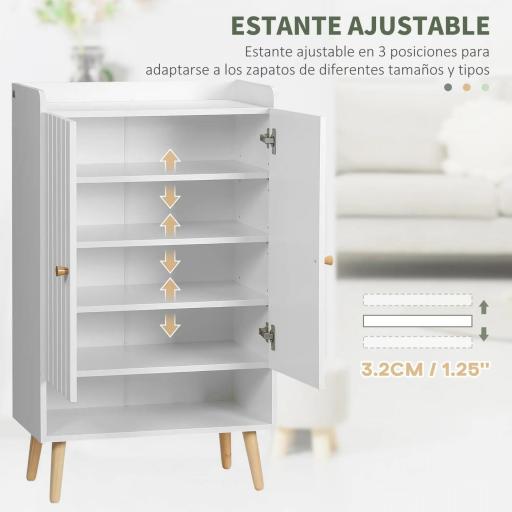 Mueble Zapatero con 2 Puertas Armario de Zapatos para 15 Pares de Zapatos para Pasillo Entrada 60x33x100cm Blanco [4]