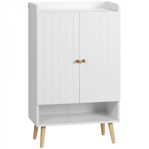 Mueble Zapatero con 2 Puertas Armario de Zapatos para 15 Pares de Zapatos para Pasillo Entrada 60x33x100cm Blanco [9]