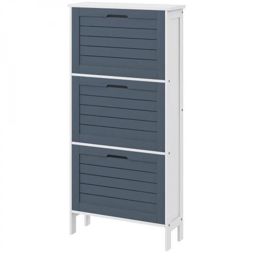 Mueble Zapatero Estrecho Armario Zapatero Alto con 3 Cajones Abatibles para 6 Pares de Zapatos 53x18x108,5 cm Gris [10]