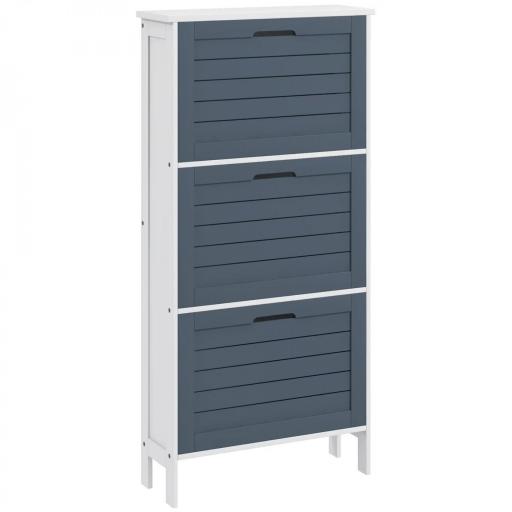 Mueble Zapatero Estrecho Armario Zapatero Alto con 3 Cajones Abatibles para 6 Pares de Zapatos 53x18x108,5 cm Gris [9]