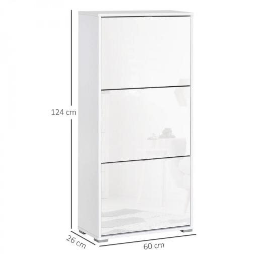 Armario de Zapatos Zapatero Moderno con 3 Cajones Capacidad de 18 Pares de Zapatos para Pasillo 60x26x124 cm Blanco [1]