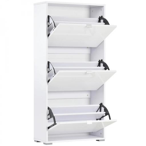 Armario de Zapatos Zapatero Moderno con 3 Cajones Capacidad de 18 Pares de Zapatos para Pasillo 60x26x124 cm Blanco [9]