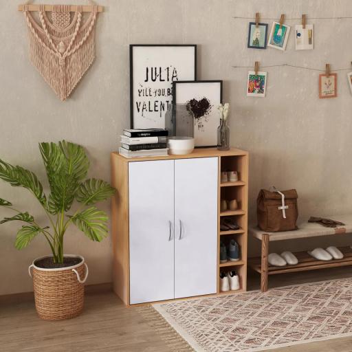 Armario Gabinete Consola Armario Bajo Mueble Organizador de Almacenaje Multiusos de Cocina Comedor Salón Baño con Puertas y Estantes Ajustables 80x32x91 cm