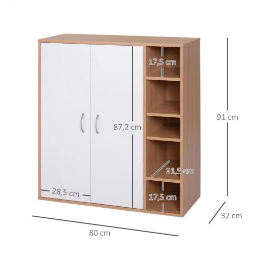 Armario Gabinete Consola Armario Bajo Mueble Organizador de Almacenaje Multiusos de Cocina Comedor Salón Baño con Puertas y Estantes Ajustables 80x32x91 cm [1]