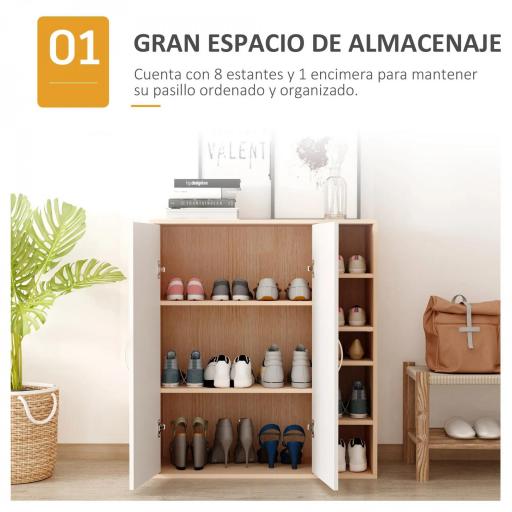 Armario Gabinete Consola Armario Bajo Mueble Organizador de Almacenaje Multiusos de Cocina Comedor Salón Baño con Puertas y Estantes Ajustables 80x32x91 cm [2]