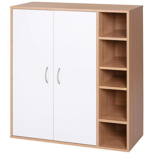 Armario Gabinete Consola Armario Bajo Mueble Organizador de Almacenaje Multiusos de Cocina Comedor Salón Baño con Puertas y Estantes Ajustables 80x32x91 cm [8]