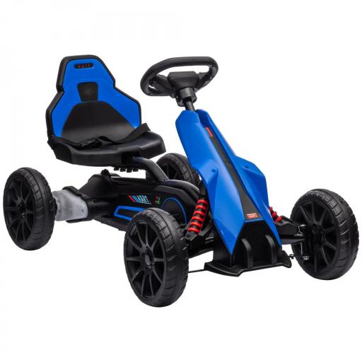Kart Coche Eléctrico Infantil 12V de 3 a 8 Años Velocidad 3-5km/h y Cinturón de Seguridad 100x58x58,5cm Azul [9]