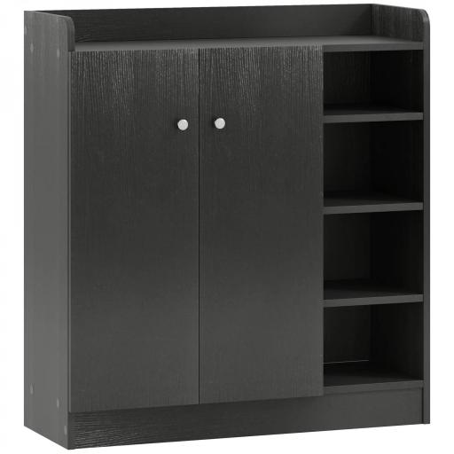 Mueble Zapatero de 2 Puertas Zapatero Estrecho con Estantes Ajustables para 12 Pares de Zapatos 83x30x90 cm Negro [9]