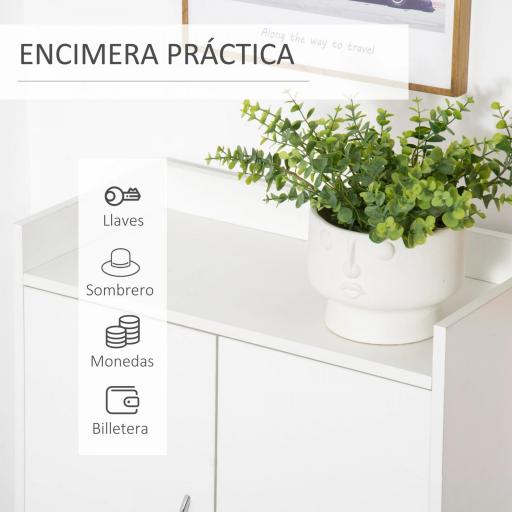 Armario Auxiliar para 12 Pares de Zapatos con 4 Estantes para Recibidor Salón Dormitorio 60x30x92 cm Blanco [5]