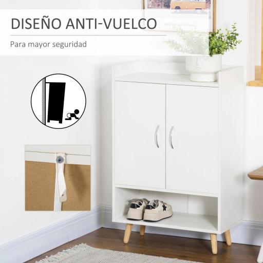 Armario Auxiliar para 12 Pares de Zapatos con 4 Estantes para Recibidor Salón Dormitorio 60x30x92 cm Blanco [3]