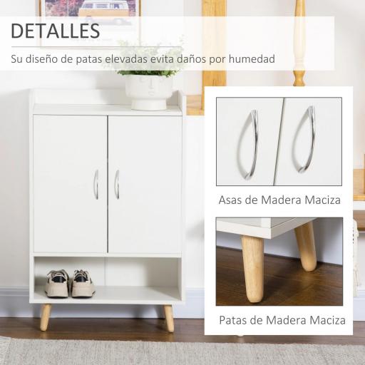 Armario Auxiliar para 12 Pares de Zapatos con 4 Estantes para Recibidor Salón Dormitorio 60x30x92 cm Blanco [4]
