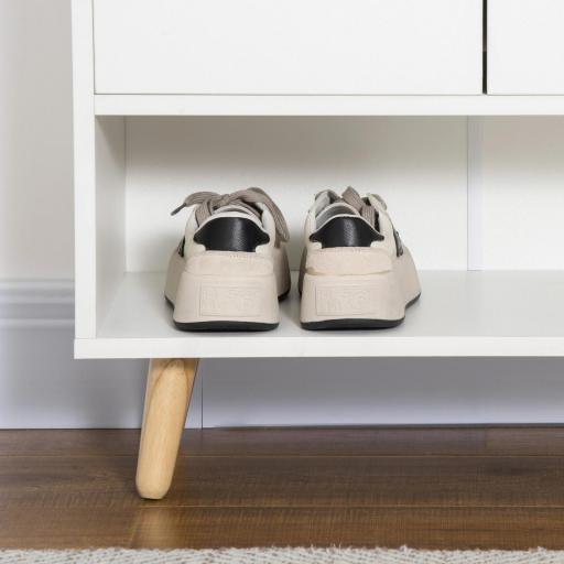 Armario Auxiliar para 12 Pares de Zapatos con 4 Estantes para Recibidor Salón Dormitorio 60x30x92 cm Blanco [7]