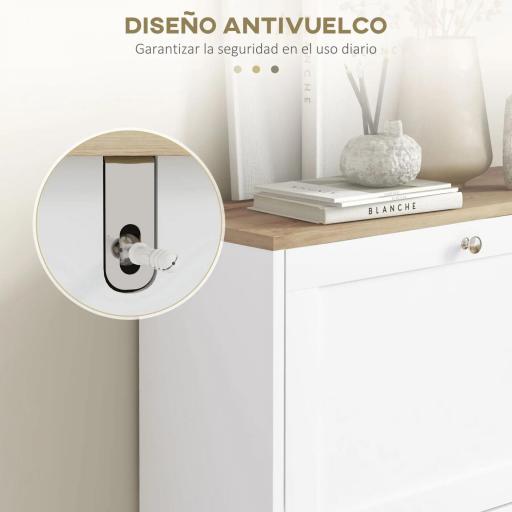 Zapatero Entrada Recibidor con 2 Puertas Estantes Ajustables para 12 Pares de Zapatos 60x23,5x80 cm Blanco [2]