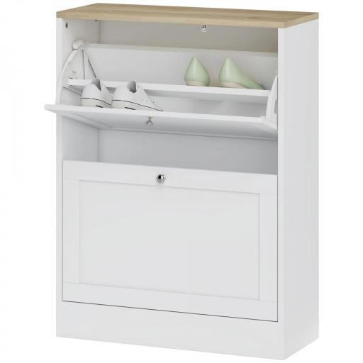 Zapatero Entrada Recibidor con 2 Puertas Estantes Ajustables para 12 Pares de Zapatos 60x23,5x80 cm Blanco [9]