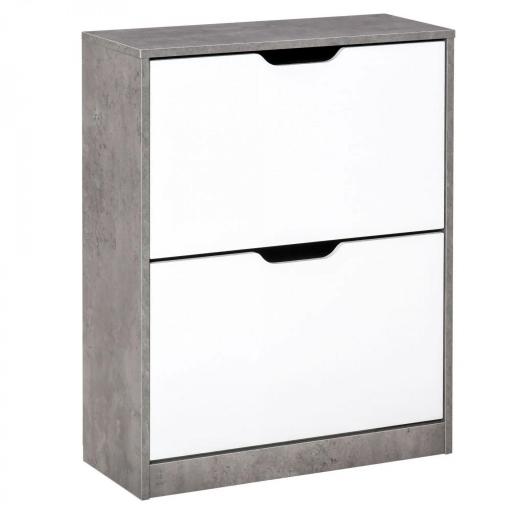 Mueble Zapatero Moderno con 2 Cajones Abatibles Estantes Ajustables para 8 Pares de Zapatos 62,5x26x81 cm Gris [7]