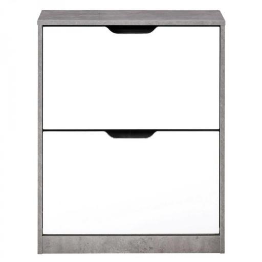 Mueble Zapatero Moderno con 2 Cajones Abatibles Estantes Ajustables para 8 Pares de Zapatos 62,5x26x81 cm Gris [9]