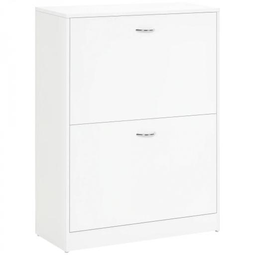 Zapatero Moderno Zapatero de Entrada Recibidor Estrecho con 2 Cajones y Estantes Ajustables para Pasillo 60x24x80 cm Blanco [8]