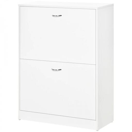 Zapatero Moderno Zapatero de Entrada Recibidor Estrecho con 2 Cajones y Estantes Ajustables para Pasillo 60x24x80 cm Blanco [9]