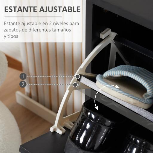 Zapatero de Entrada Recibidor con 2 Cajones y Estantes Ajustables Zapatero Estrecho para Pasillo 60x24x80 cm Negro [2]