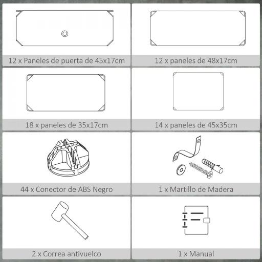 Armario Modular para Zapatos de Plástico con 12 Cubos Puertas y Conectores Diseño DIY para Entrada o Dormitorio Negro [3]