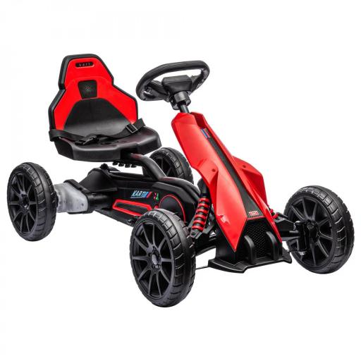 Kart Coche Eléctrico Infantil 12V de 3 a 8 Años Velocidad 3-5km/h y Cinturón de Seguridad 100x58x58,5cm Rojo [8]