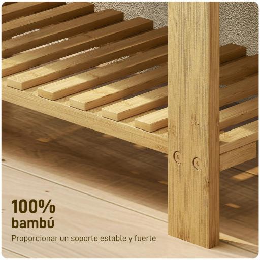 Banco Zapatero de Bambú con Cojín Zapatero de 2 Niveles para Entrada Pasillo o Dormitorio 60x29x49 cm Gris [5]
