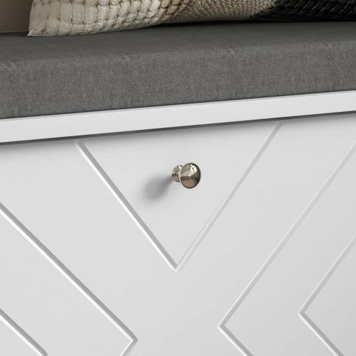 Mueble Zapatero con Banco con Estantes Ajustables y Cojín Acolchado para 8 Pares de Zapatos 80x26x48 cm Blanco [7]