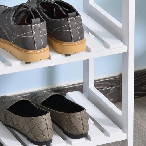 Zapatero de Madera de 3 Niveles Zapatero Recibidor para 9 Pares de Zapatos para Entrada Pasillo 70x26x57,5 cm Blanco [6]