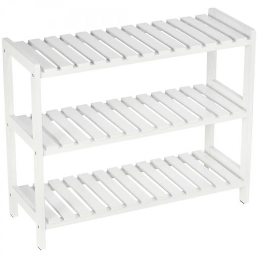 Zapatero de Madera de 3 Niveles Zapatero Recibidor para 9 Pares de Zapatos para Entrada Pasillo 70x26x57,5 cm Blanco [8]