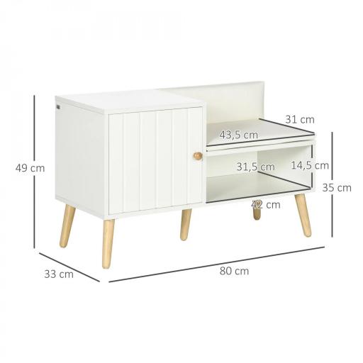 Banco Zapatero para 4 Pares con Compartimento Abierto y Asiento con Cojín para Entrada Pasillo 80x33x49 cm Blanco [1]