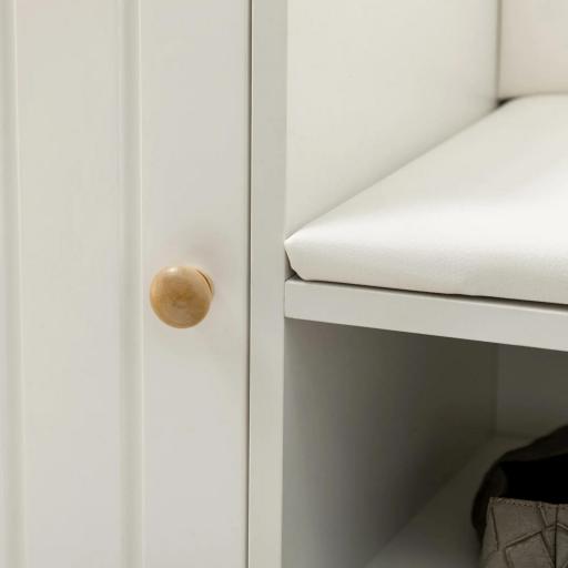 Banco Zapatero para 4 Pares con Compartimento Abierto y Asiento con Cojín para Entrada Pasillo 80x33x49 cm Blanco [6]
