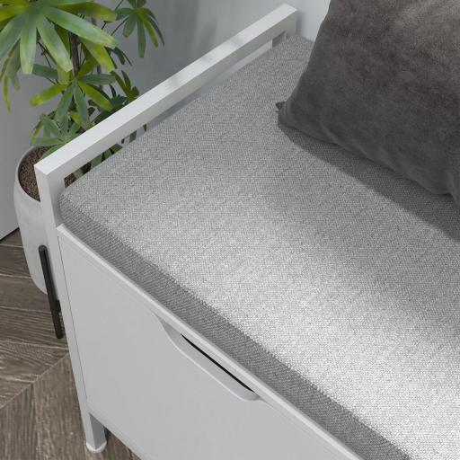Banco Zapatero para Entrada Recibidor con Asiento Cojín Extraíble para 4 Pares de Zapatos 84x35x50 cm Blanco [6]