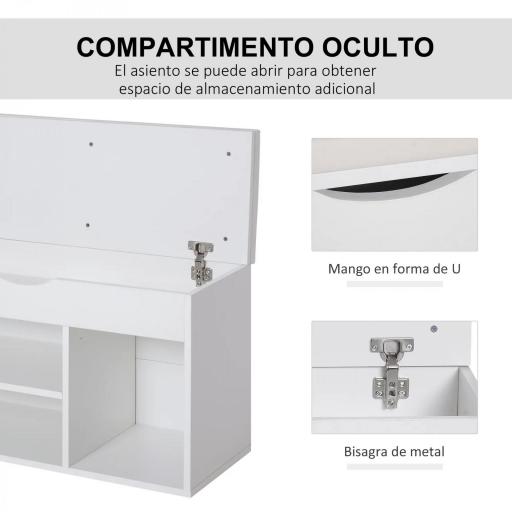 Banco Zapatero con Asiento Zapatero de Entrada Recibidor Moderno con Cajón Estantes Abiertos y 1 Cojín para Pasillo 80x30x47cm [5]