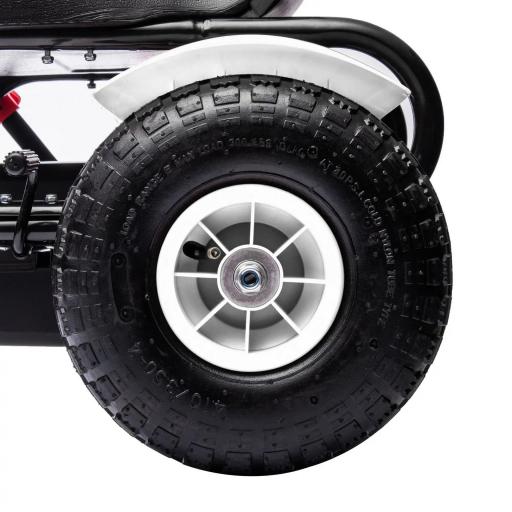 Go Kart a Pedales para Niños con Asiento Ajustable Neumáticos de Goma Freno de Mano Carga 50 kg 121x58x61 cm Blanco [6]