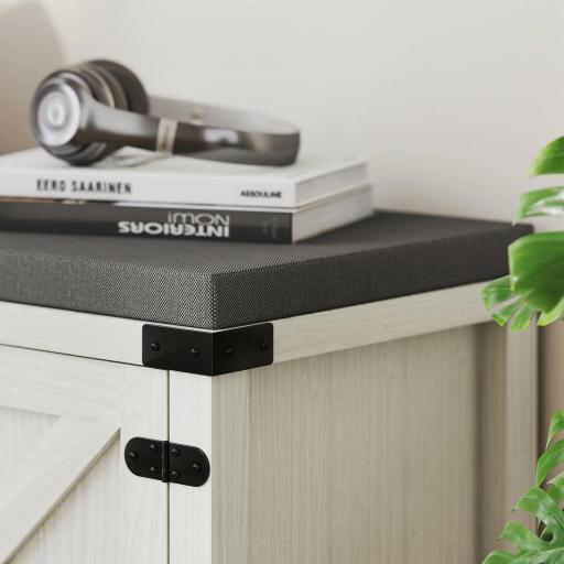 Zapatero con Asiento Compartimentos para 7 Pares de Zapatos para Entrada Salón Dormitorio 100x40x48 cm Blanco Grisáceo [2]
